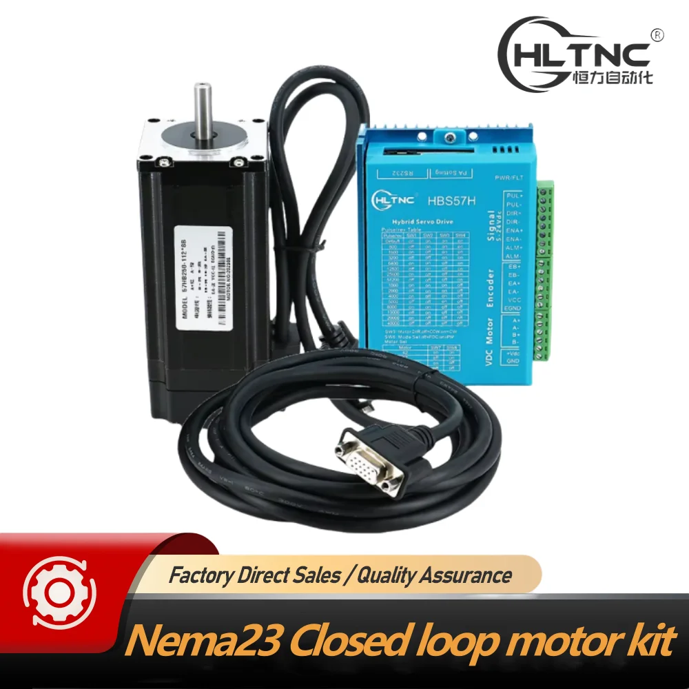 

HLTNC 57 Nema23 57HS112mm 2Phase 3nm Closed Loop Stepper Motor kit with HBS57H Hybrid Servo Driver For 3D Printer CNC Engraver
