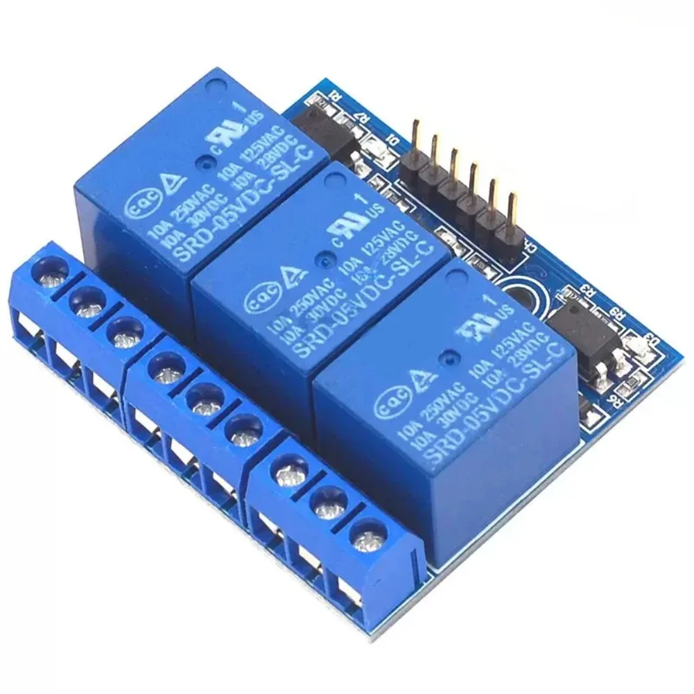3-Channel Relay Module 5V with Optocoupler for Arduino Control Supports Low Power Trigger and High Current AC/DC Load Handling