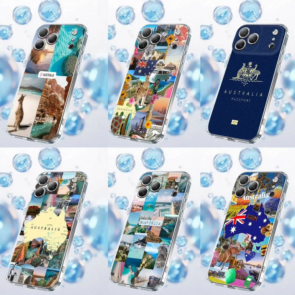 

Australia Map Travel Passport Phone Case For iPhone 17,16,15,14,13,12,11 Plus,Pro,Max,Plus,E,SE4,Air,Mini Transparent
