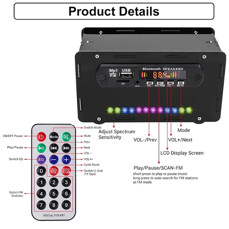 

Набор для самостоятельной сборки Bluetooth-колонки с LED-дисплеем, FM-радио, USB, мини-усилителем звука для дома, с цифровым дисплеем, проект для пайки, прочный