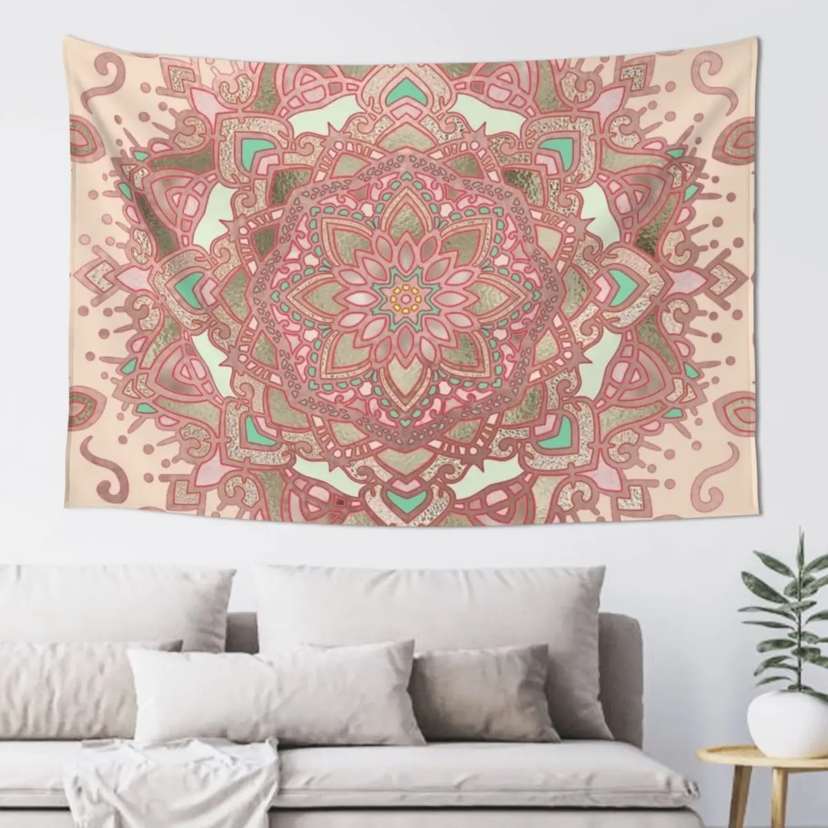 

Rose gold cyan mandala Tapestry Room Decorations House Decoration Wallpapers Home Decor Wall Decoration Items Tapestry