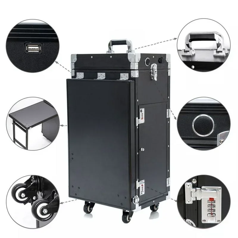 Rolling Manicure Table Foldable Nail Tables Makeup Train Case Tattoo Station Portable Nail Desk Workstation
