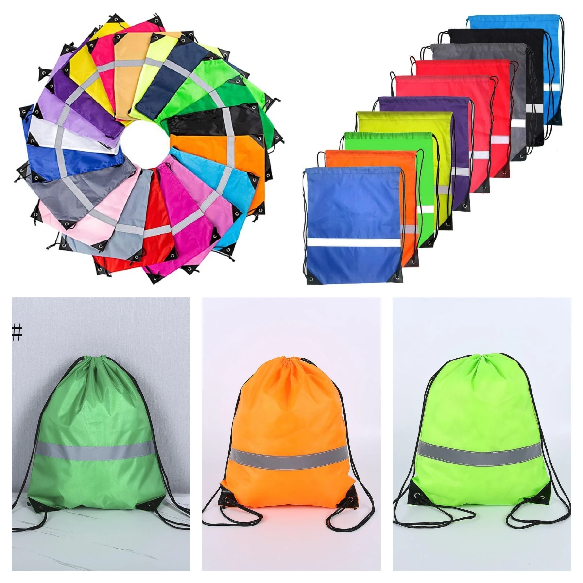 

Рюкзак на шнурке со светоотражающей полосой, рюкзак на шнурке, сумка на шнурке, оптом для школы, йоги, спорта, тренажерного зала, путешествий