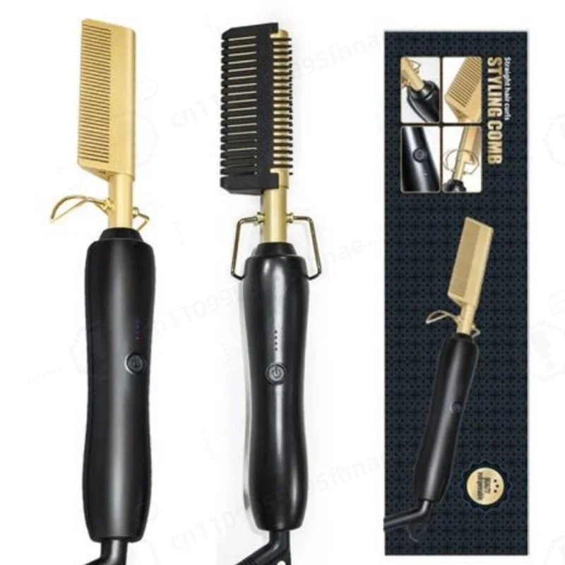New High‑Temperature Electric Heating Hair Straightener Curling Comb, Thermal Press Hot Brush for Hair Styling