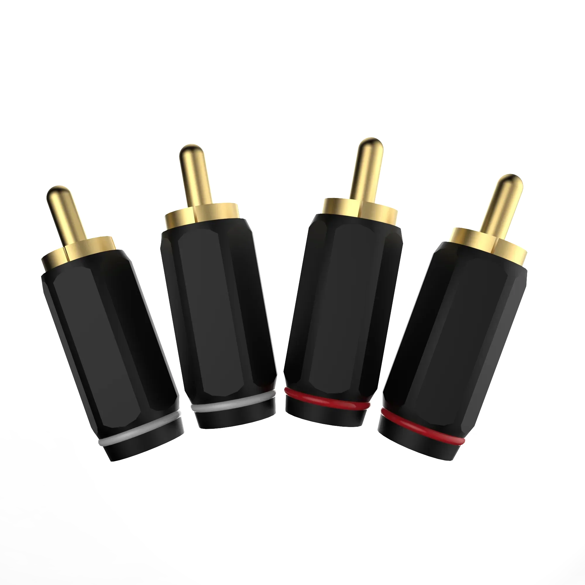 4 個金メッキ RCA オスコネクタプラグオーディオビデオ DIY 6 ミリメートル RCA ケーブル端子オーディオ信号ライン