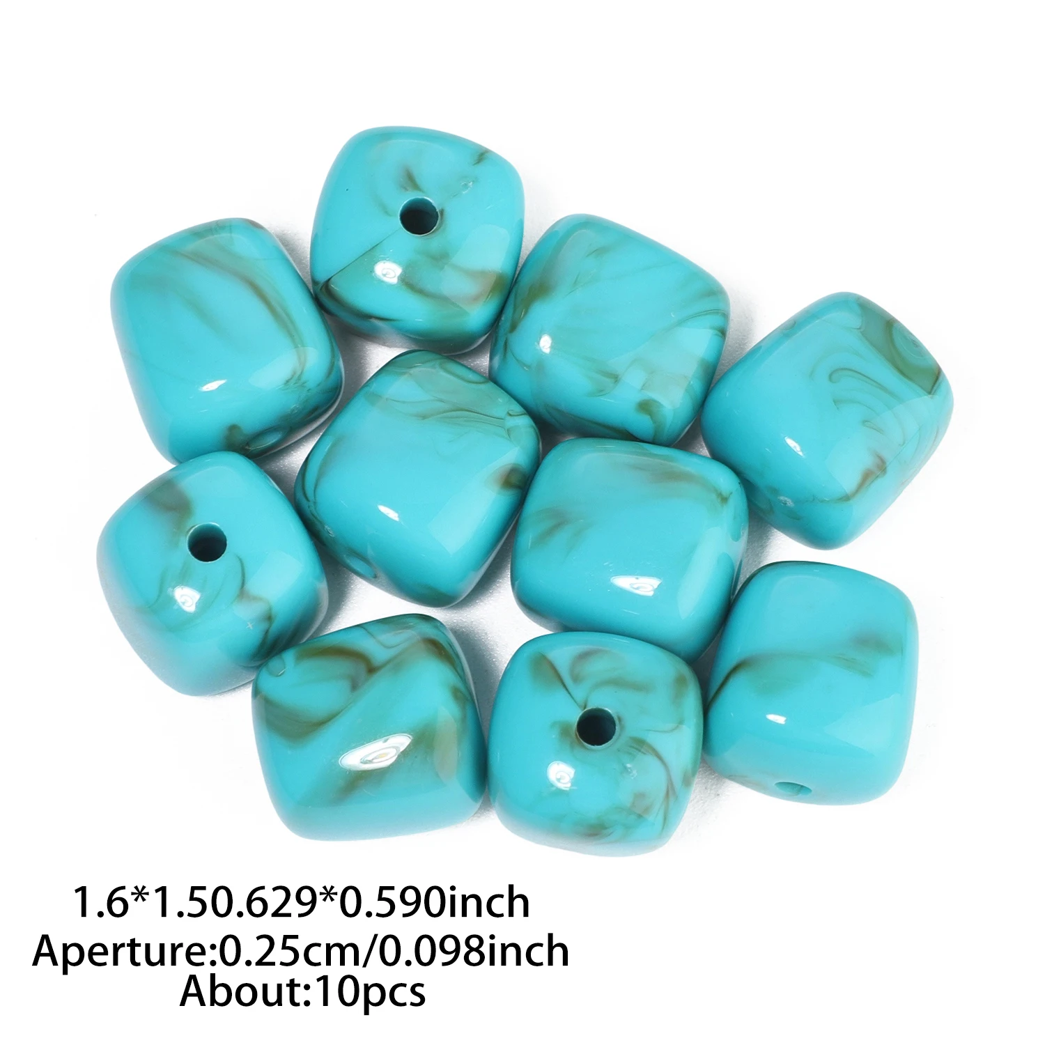 10 Stück quadratische, perforierte Acrylperlen, 16 x 15 mm, zweifarbig, lose Perlen zum Basteln von Schmuck, zum Beispiel für Halsketten und Armbänder. – Detail 2