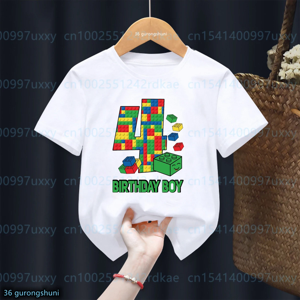 Bouwstenen 1-10 Verjaardag Jongens T-Shirt Grappig Blok Grafische Print Peuter T-Shirt Geschenken Kinderen Verjaardagsfeestje Kleding T-Shirt