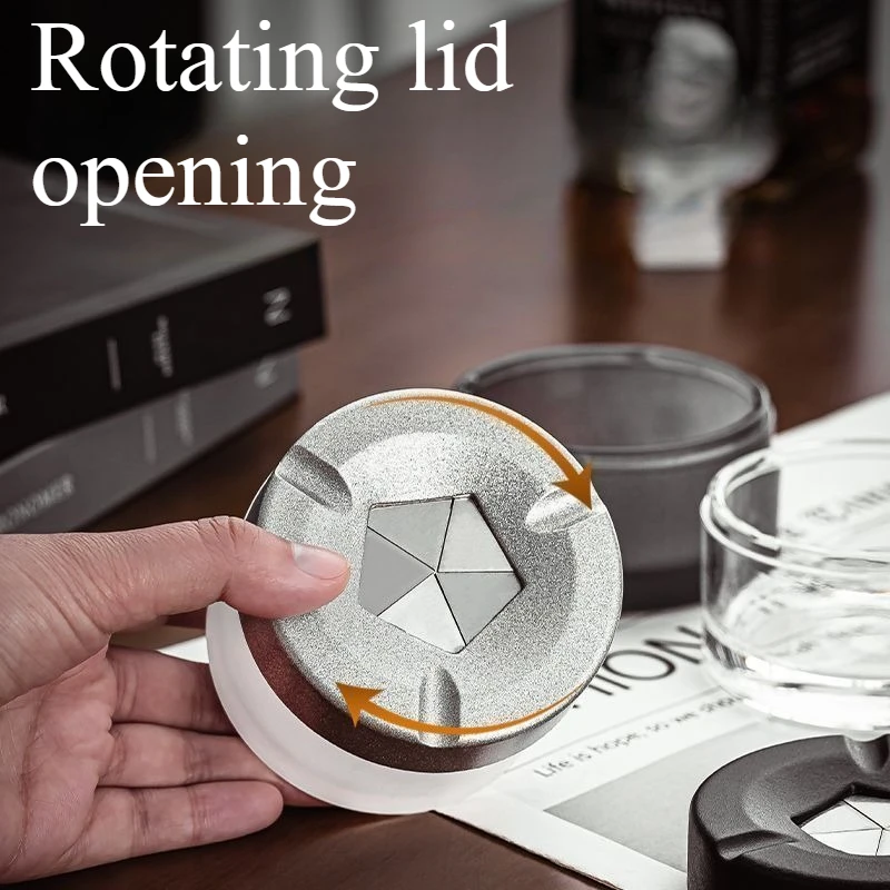 

New Rotating Stainless Steel Creative Personalized Ashtray Glass Car Home Anti Ash Office Ashtray
