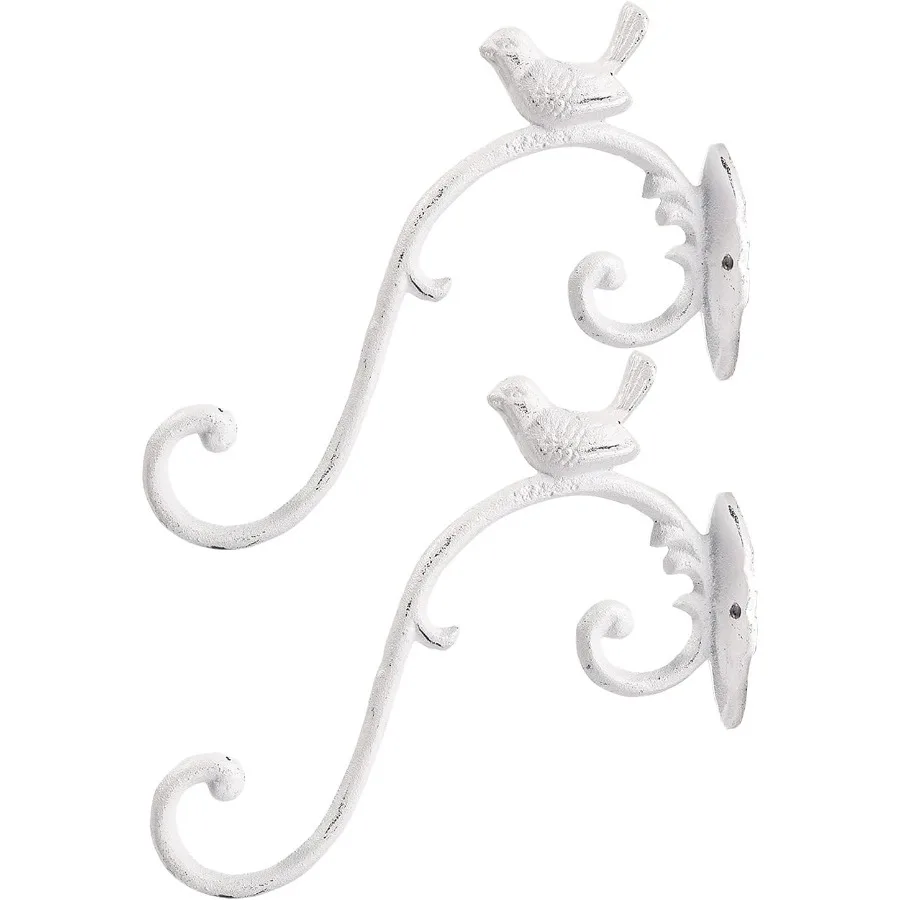 

Cast Iron Plant Hanger Wall Hooks Heavy Duty Hanging Basket Brackets Lovely Bird Shape 10 inch 2PC White Drative Wall Hangers f