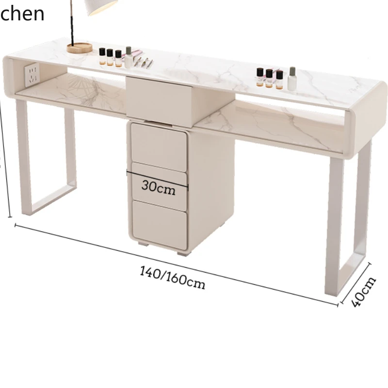 HXL all solid wood modern light luxury manicure table rock slab single double manicure and nail salon..