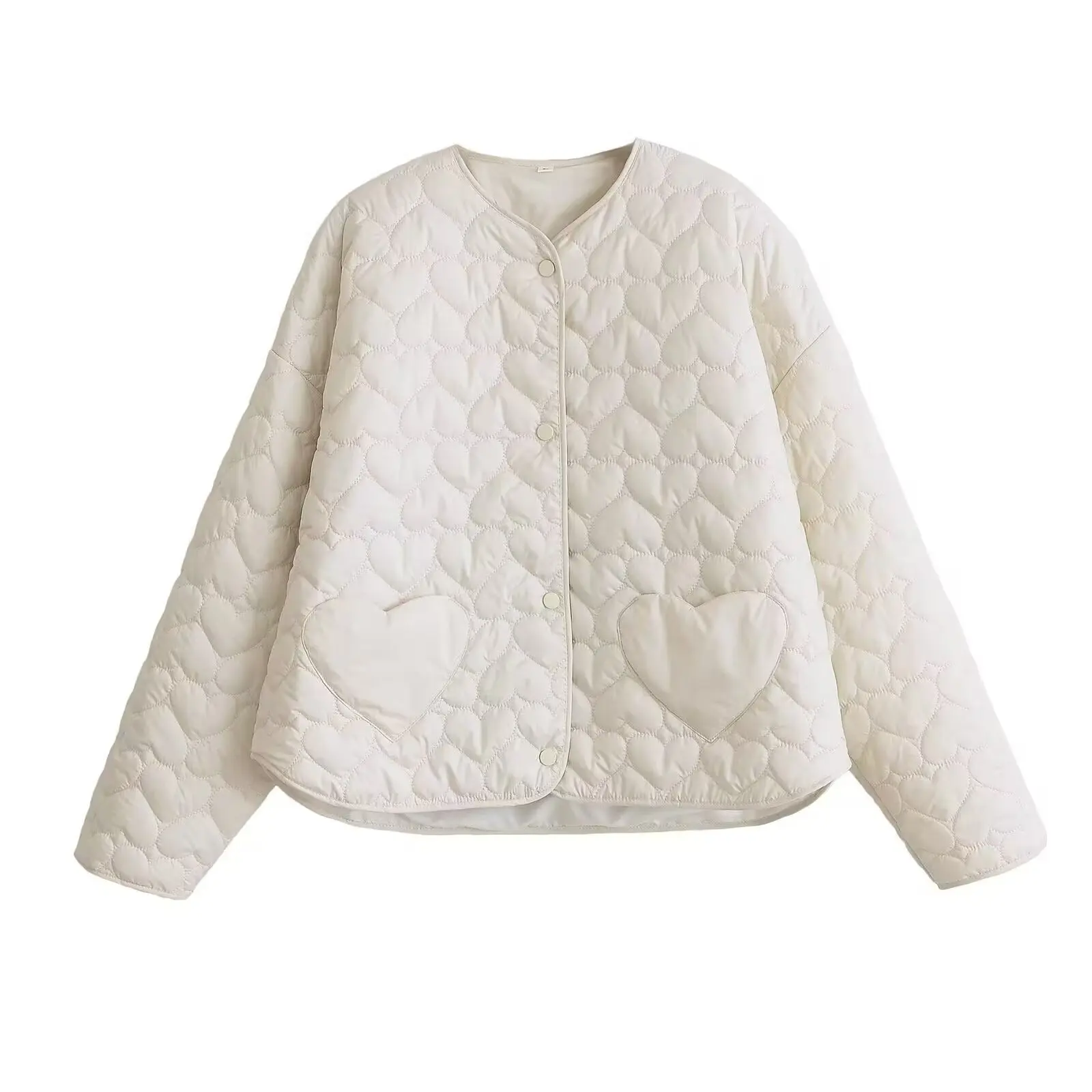 

Women's Cotton Jaet Long Sve Heart Pattern Color ort Coat Autumn New Sle Loose Fit Single Piece Summer ting