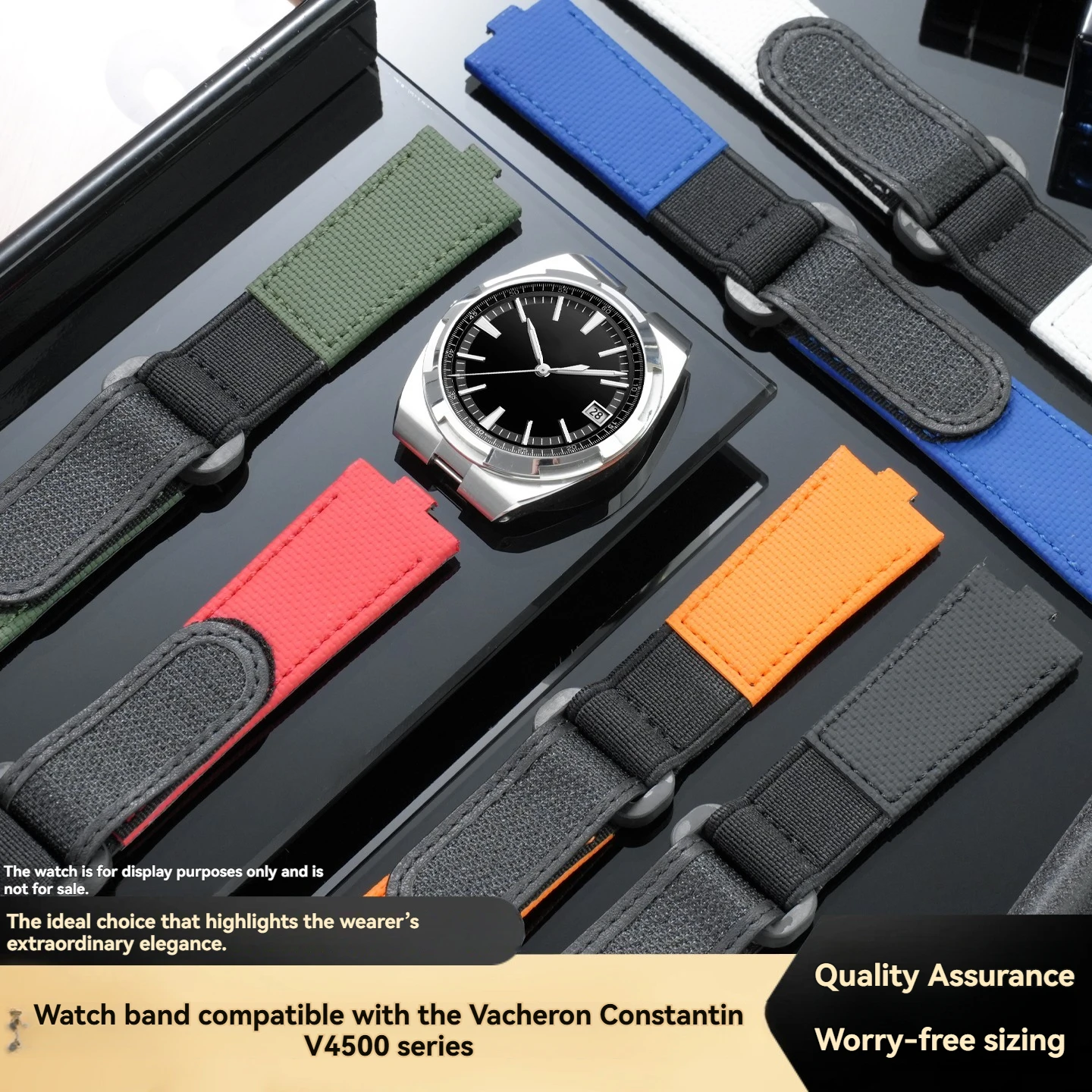 For Vacheron Constantin Overseas 4300V, 4500V, and 5500V Models: 7mm Calfskin Strap with FMK Fluororubber Quick-Release Buckle