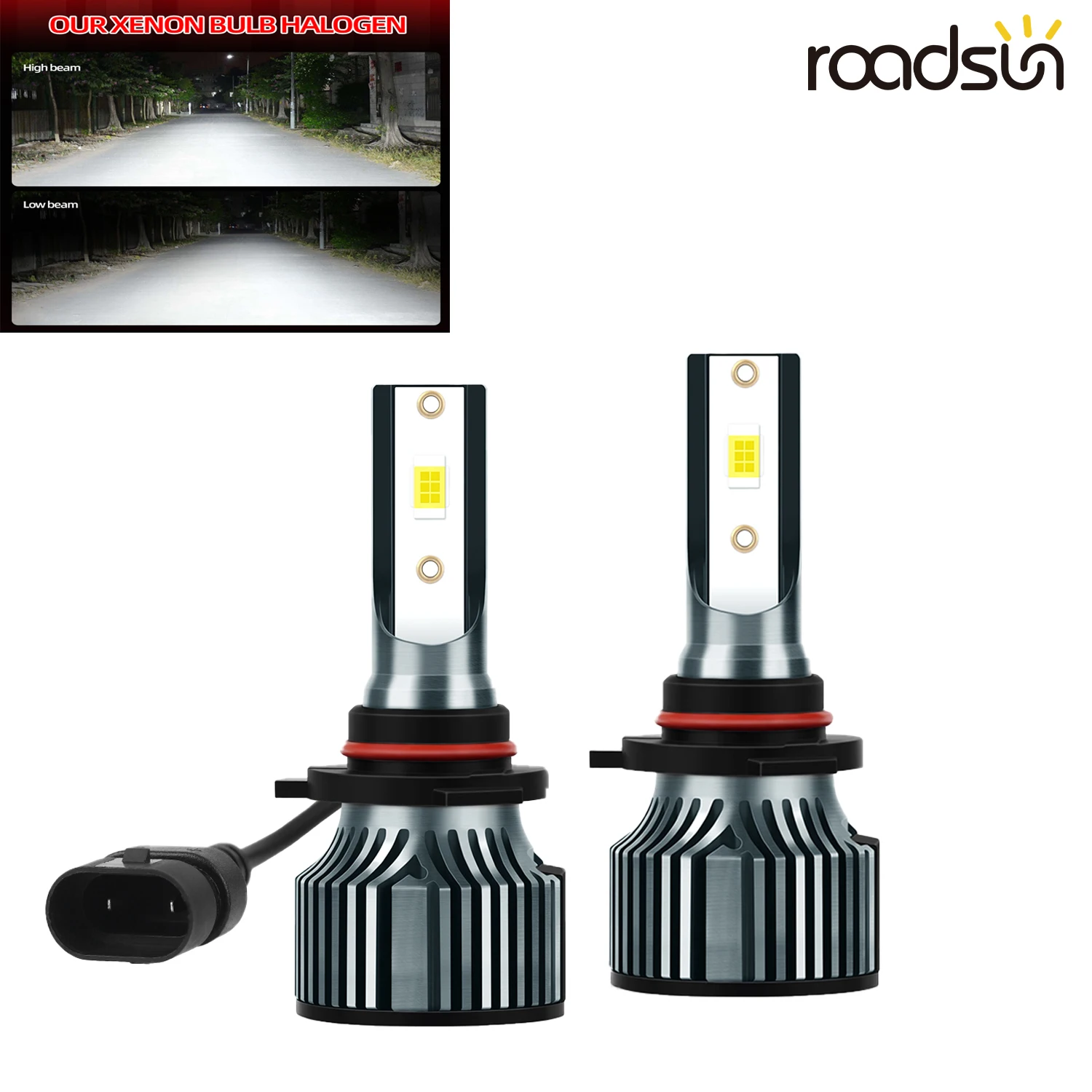roadsun 9006/HB4 LED Car Headlight HB4 LED Bulbs Ultra White Turbo Fan 120W 20000LM Internal Drive Auto Headlamps Car Accessories