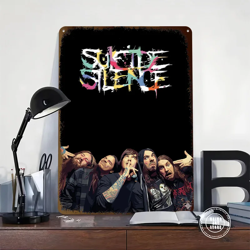 Suicide Silence Band Portrait 3D Texture Metal Poster Customized Wall Art Tin Sign Gift for Mancave Bathroom Decor Room Man Cave
