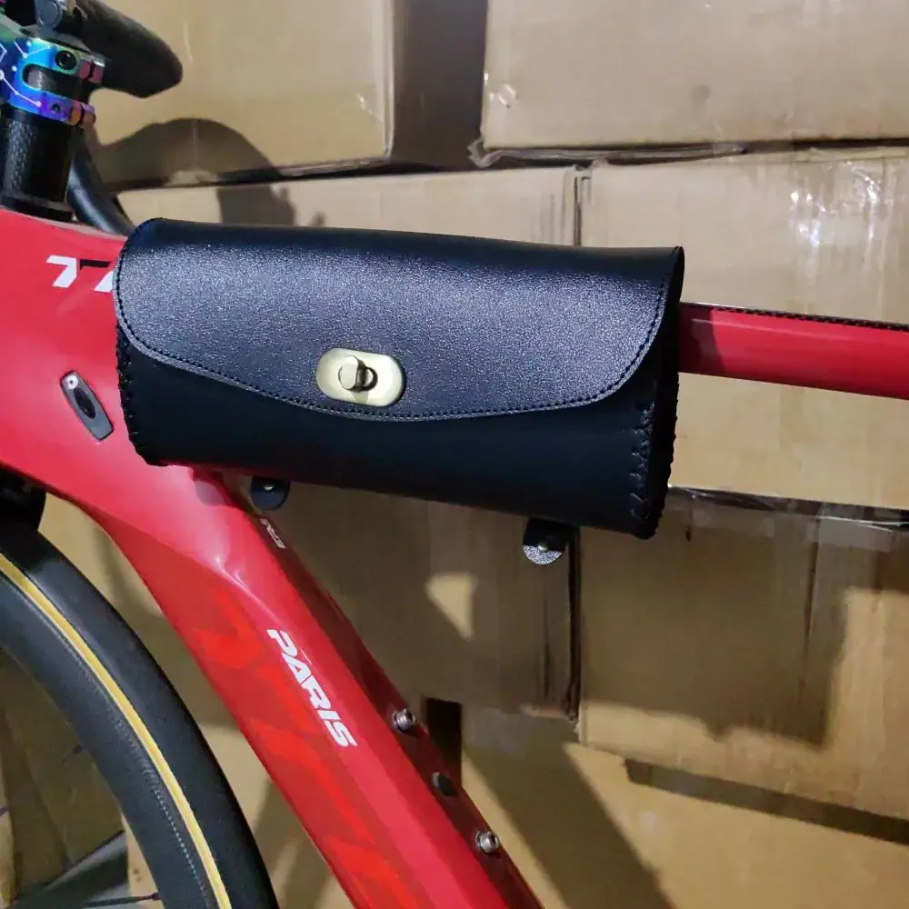 New Retro Bicycle Tail Bag PU Leather Waterproof Cycling Bag Saddle Pouch Front Personalized Riding Vintage Bike Bag view 2