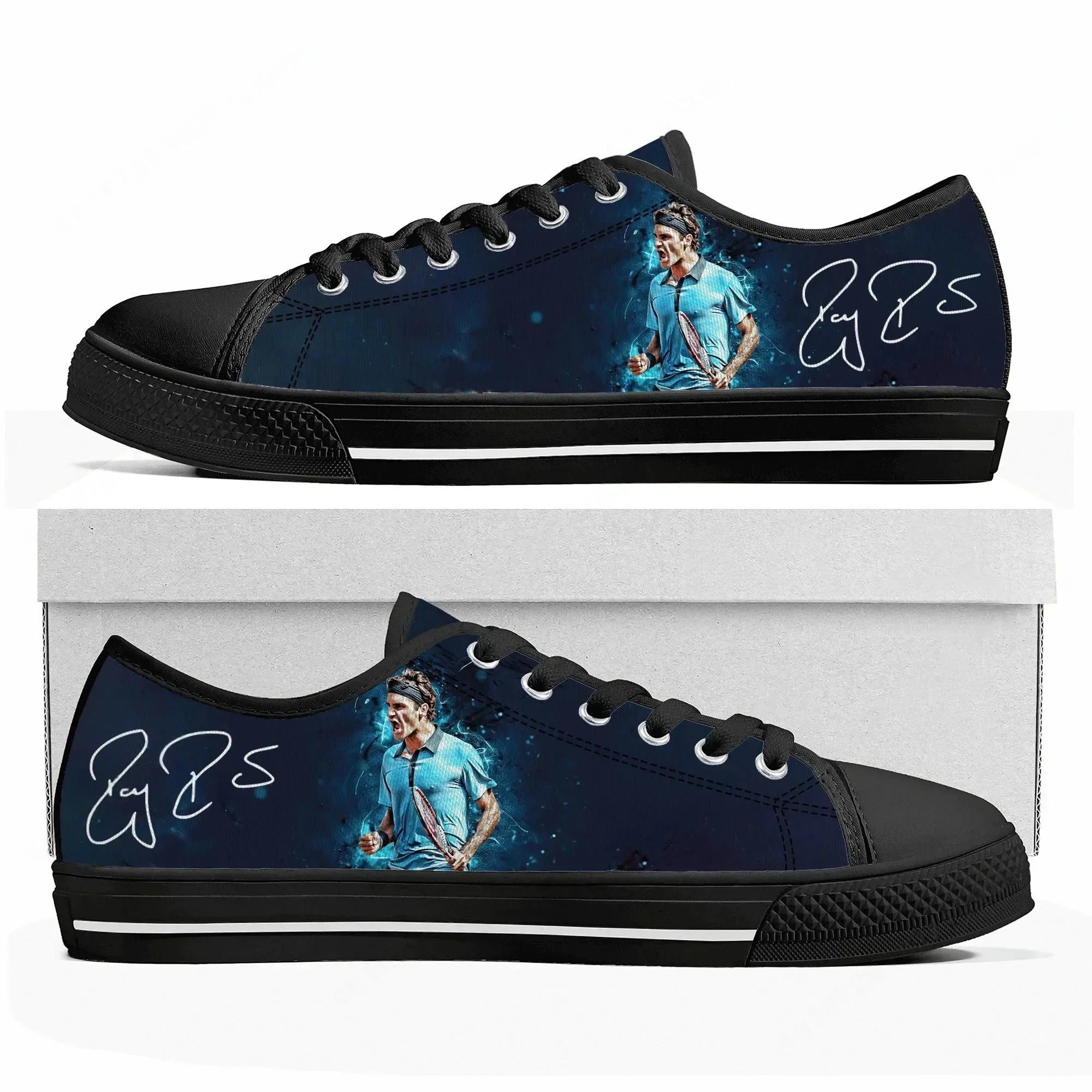 Tênis King Federer Low Top para homens, mulheres e adolescentes, tênis de lona de alta qualidade, tênis casual feito sob medida, personalizado