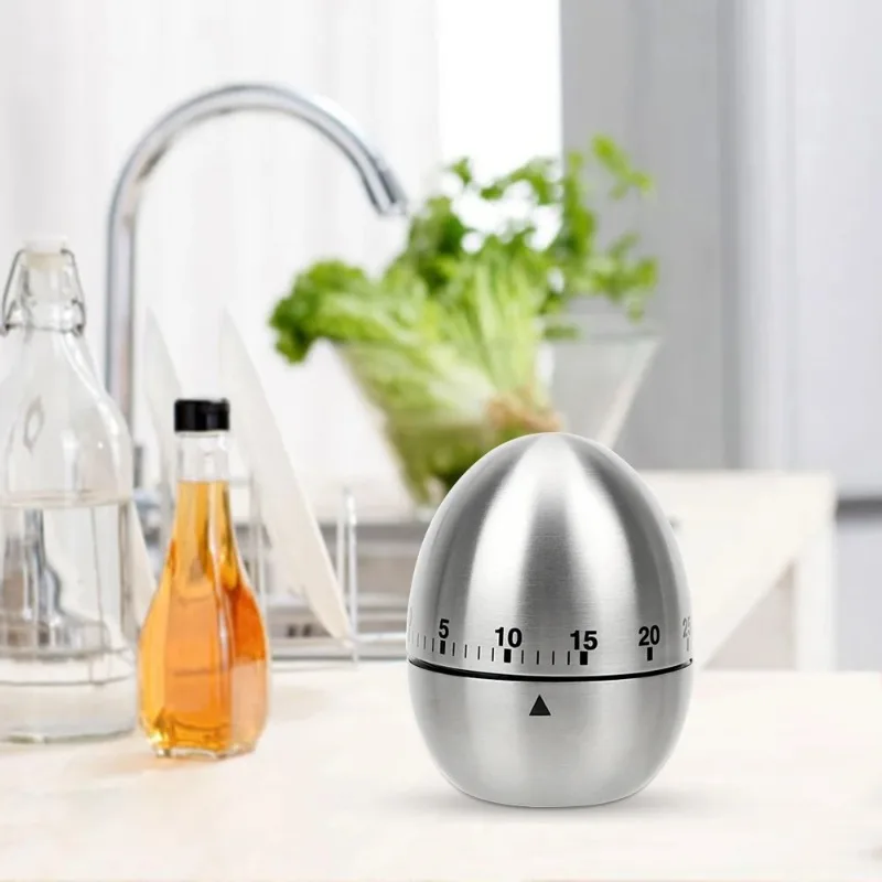 Stainless Steel Egg Cooking Tool 60 Minutes Mechanical Alarm Clock Time Counting Creative Home Countdown Kitchen Timer