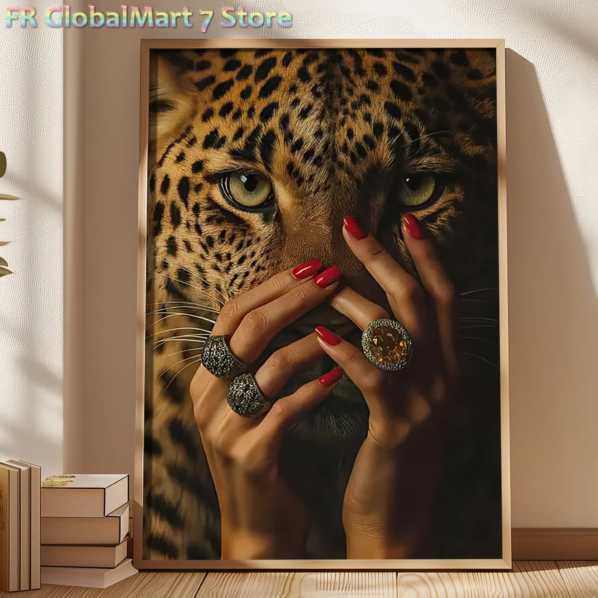 Diamond Painting Retro Leopard Cheetah Print Female Power Diamond Poster, Unframed Abstract Animal Wall Art Prints for Living