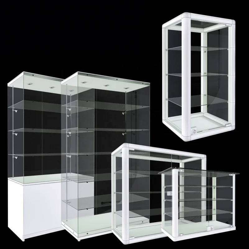 custom.KEWAY Freestanding Glass Cabinet Showcase Display Counter Modern Style Contemporary Display