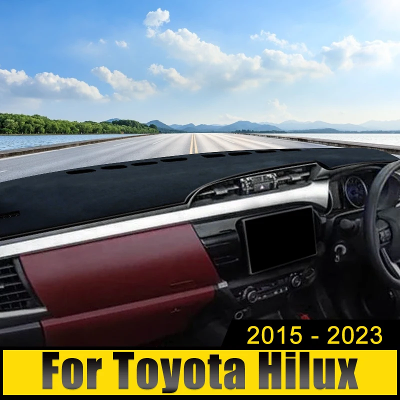 Car Dashmat Dashboard Cover Pad For Toyota Hilux 2015 - 2023 Avoid Light Pad Anti-UV Carpets Accessories 2017 2018 2019 20 21 22