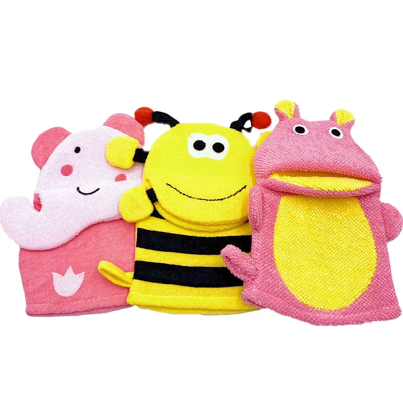 Baby Bath Gloves for Kids Toddlers Cartoon Animal Shape Shower Brush Washcloth for Bathing Children Wash Clean Shower Massage