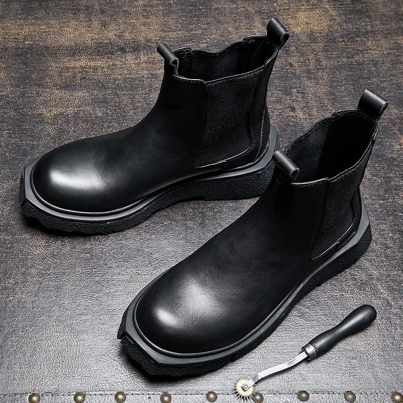 Chelsea Boots Men Desert Boots Men High Quality Genuine Leather Autumn Winter British Retro Men Shoes Cowhide Combat Boots