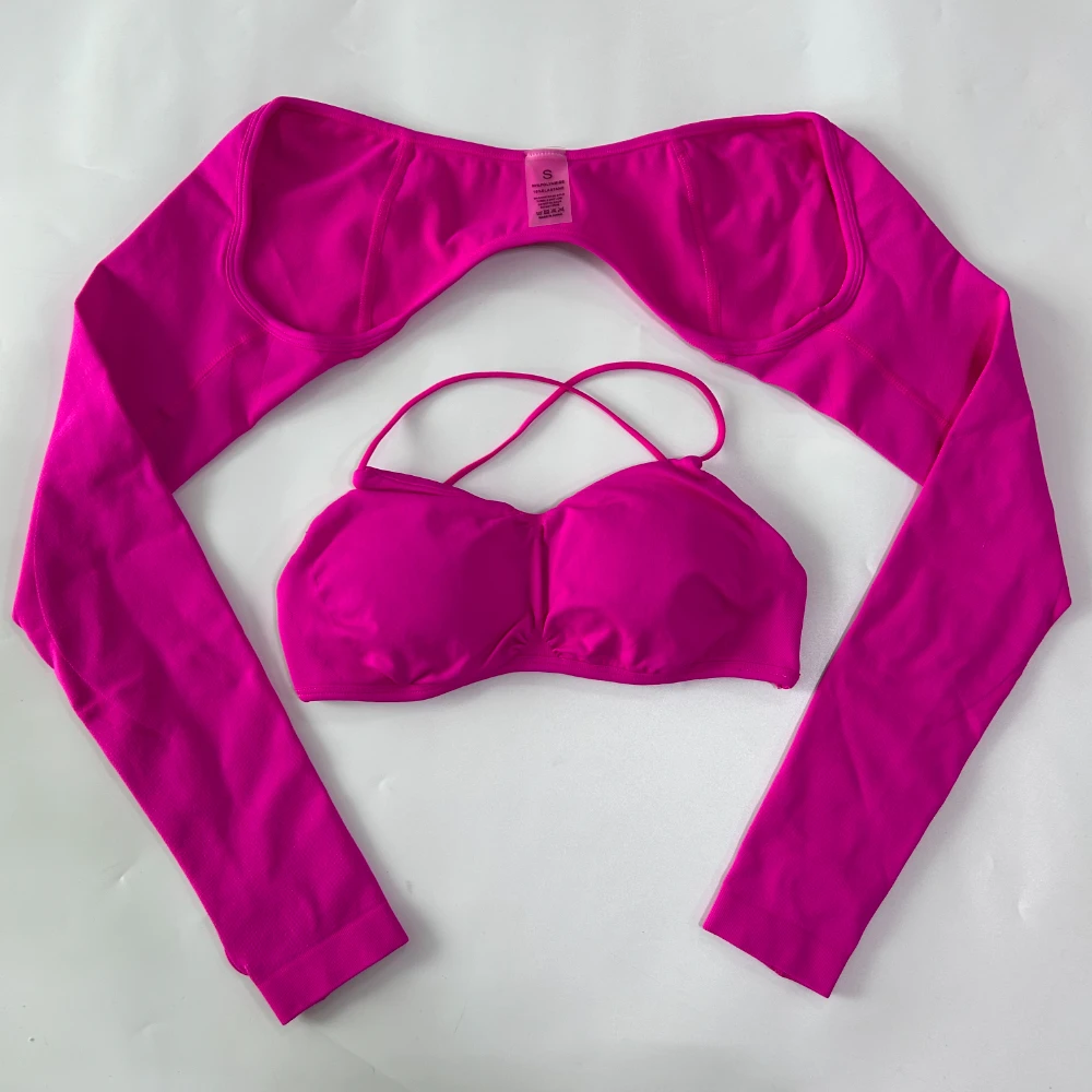 Pericic Langarm-Shrug-BH, schweißabsorbierend, schnelltrocknend, offener Rücken, hohe Elastizität, Daumenlöcher, Sport-, Lauf-, Fitness-, Yoga-Top – Detail 5