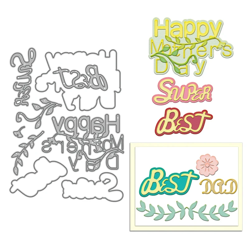 

Happy Mother's Day Cutting Dies DIY Scrapbooking Supplies Metal Dies Knife Mold For Card Making Albums Crafts Decor