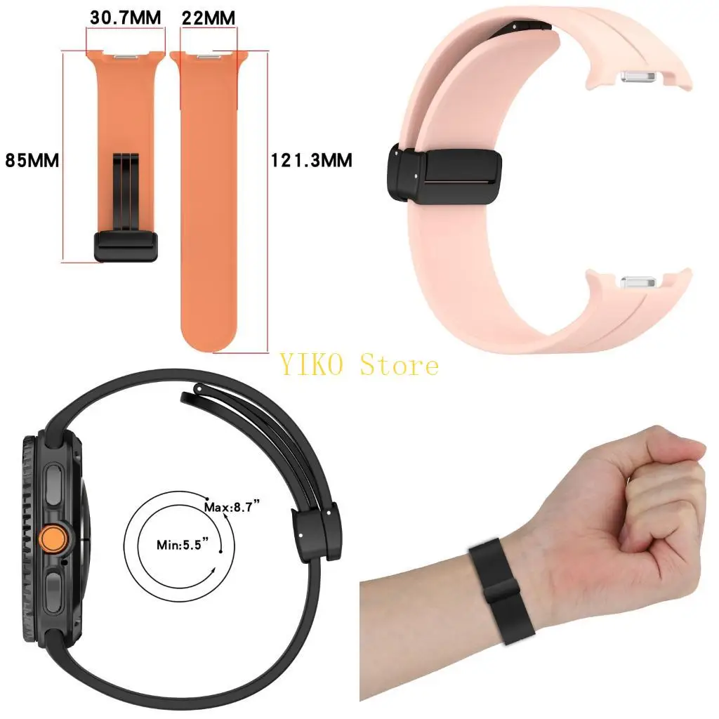 K32C Foldable Clasp Silicone Band Universal Fit Watch Straps Replacement Straps Secure Closure Suitable for Watch8