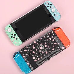 Hard Protective Shell For Nintendo Switch Sakura Glitter Transparent Cover for Nintendo Switch Oled Accessories Dockable Case