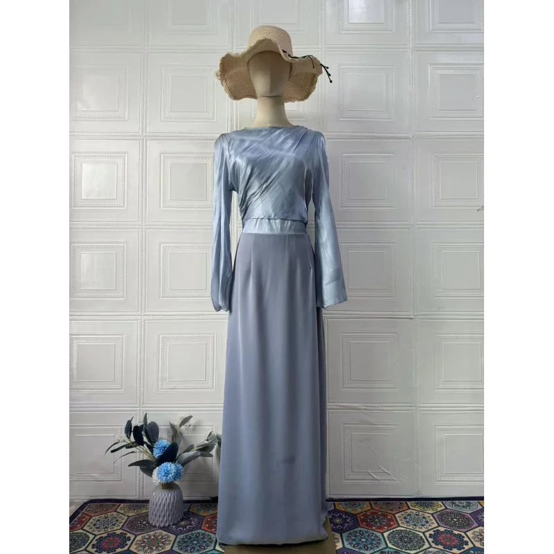 Sukienka bodycon w jednolitym kolorze, podkreślająca talię, seksowna, z długim rękawem, marszczona, elegancka, z wyższej półki, 2025.