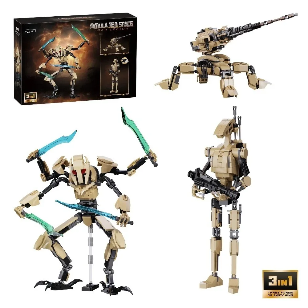 

3-in-1 Sci-Fi Mech Warrior Building Blocks Set, Custom MOC Mechanical Model, DIY Assembly Toys for Adults Collection