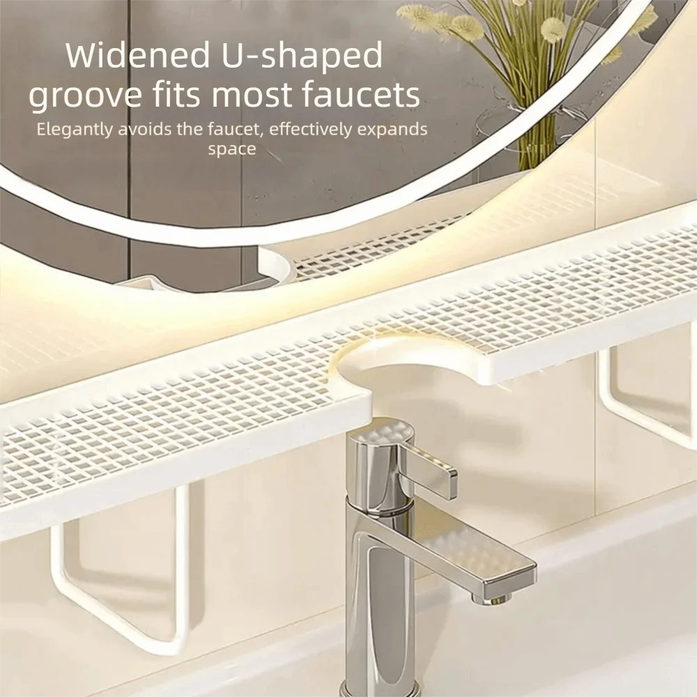 No-Drill Bathroom Storage Rack Rustproof Large Capacity Faucet Sink Shelf Space Saving Water Drainage Sink Drying Rack Household