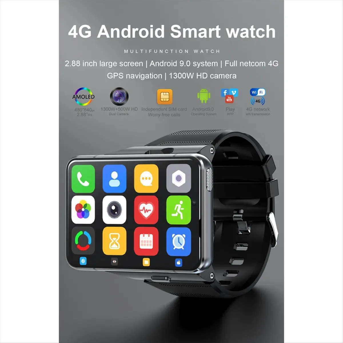 

*ONE DAY S999 Smart Watch 4G MTK6761 Core 4GB 64GB 5.0MP+13.0MP Bluetooth GPS WiFi 2.88Inch Phone Call Rate Smartwatch Silver