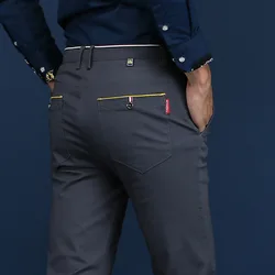 Pantalones elásticos de estilo coreano para hombre, pantalón clásico de negocios, informal, ajustado, 28-38, otoño, 2024