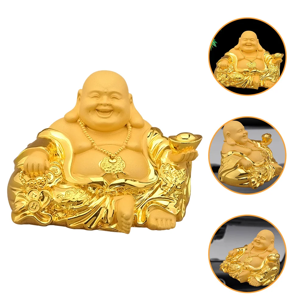 

Laughing Buddha Resin Sculpture Delicate Craft Desktop Decoration Unique Maitreya Resin Ornament Joyful Buddha Statue Gift