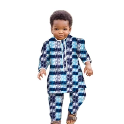 Ankara Fashion Floral Print Boy Suit 2 Pcs Set Long Sleeve Shirt and Pant African Clothes for Boy Dashiki Boy Outfit Wyt621