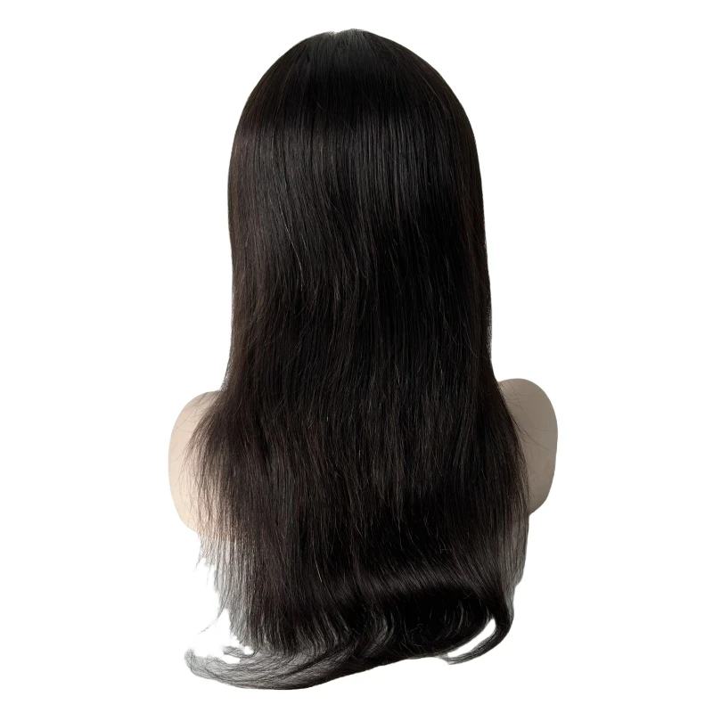 20 ''الصينية شعر بشري لعذراء اللون الطبيعي حريري مستقيم 180% الكثافة 5x5 الحرير العلوي كامل الدانتيل شعر مستعار طبي للنساء #3