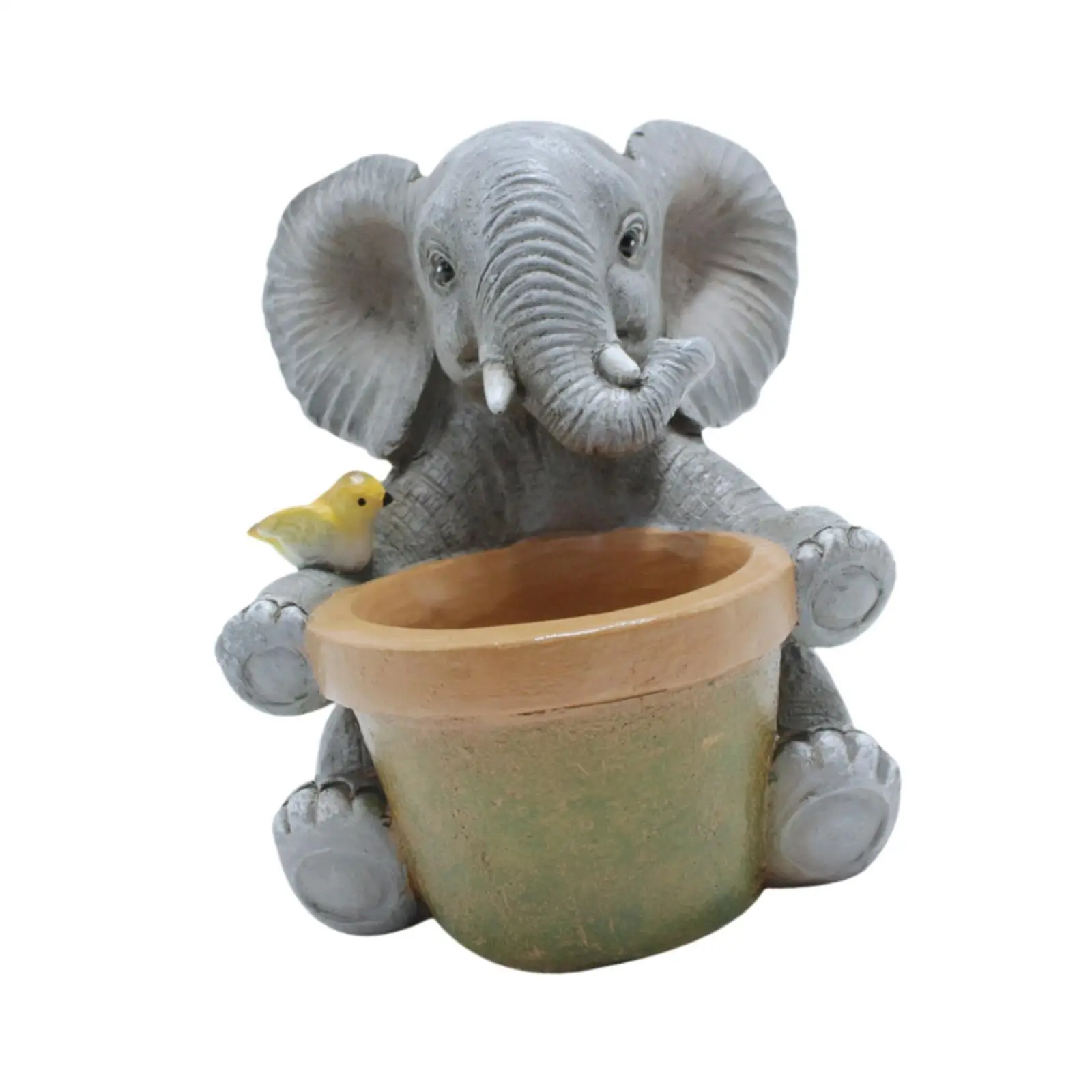Garden Elephant Statue Planter for Small Plants Mini Animal Sculpture Resin Figurine Flower Pot for Yard