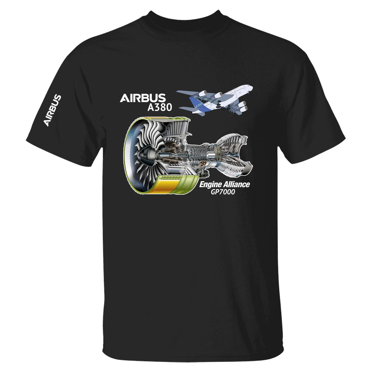 Airbus A380 & GP7000 Engine Aviation Flight Pilots Short Sleeve T-shirts Cotton Graphic T Shirts for Men Women