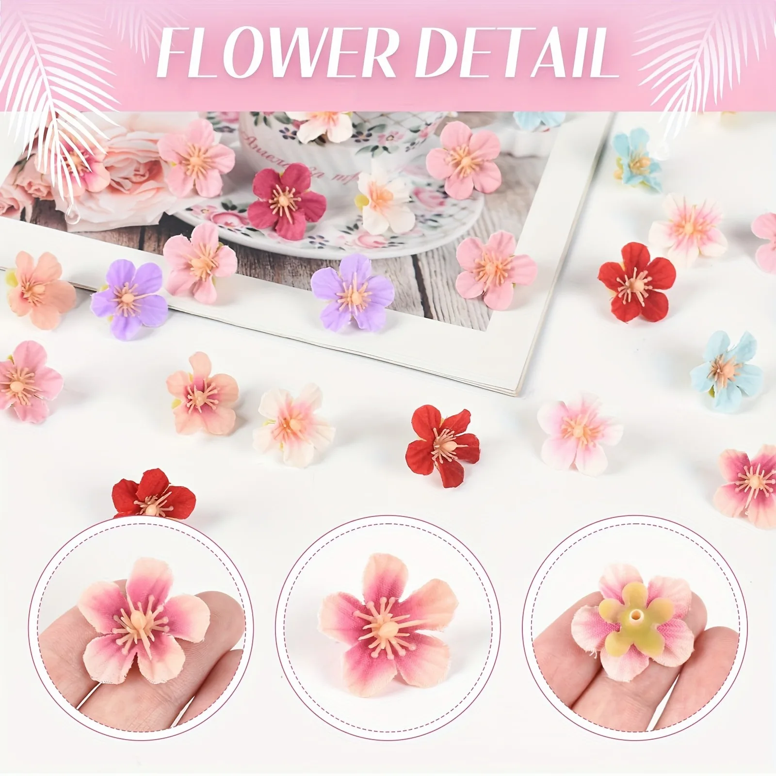 30/50/100 Stück künstliche Blumen Kopf 2,5 cm gefälschte Blumen für Heimdekoration Hochzeitsdekoration DIY handgemachte Girlande Geschenke Zubehör – Detail 8