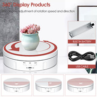 3 Speeds 14.6cm Intelligent Electric Rotating Display Stand Mirror Turntable Jewelry Holder Battery/USB Power 110-240V 10kg Load