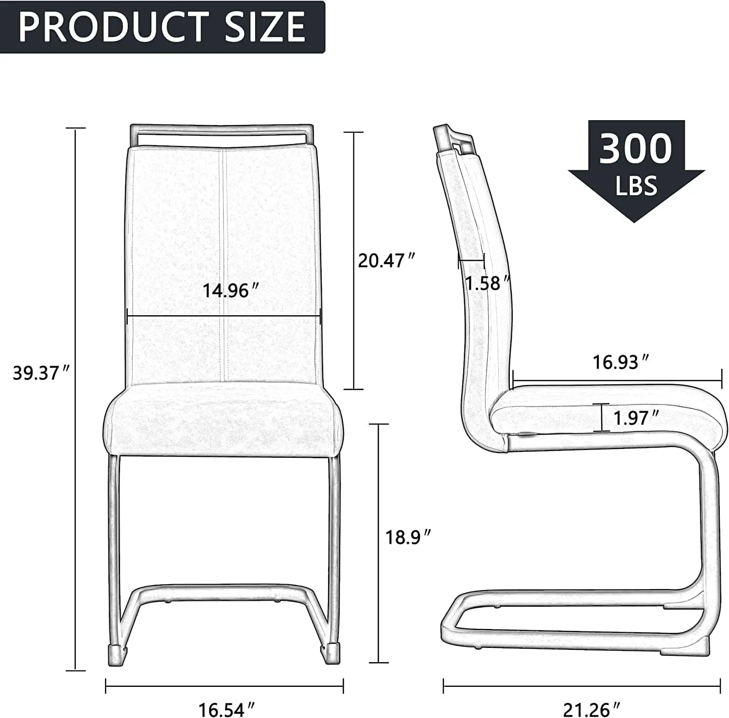 Conjunto de cadeiras de jantar para cozinha, cadeiras modernas de metal com assento acolchoado de couro sintético, encosto alto e pernas cromadas resistentes, conjunto de 4