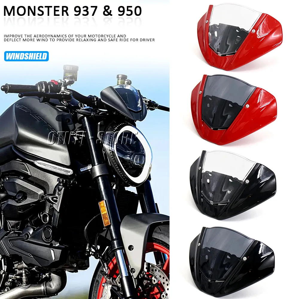 

2021 2022 2023 2024 Motorcycle Sports Windshield WindScreen Visor Viser Fits For Ducati Monster 937 950 MONSTER Double Bubble