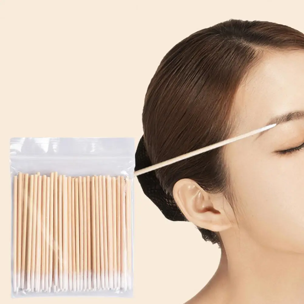 2 Bags 200Pcs Pointed Cotton Swab Disposable One-time Sharp Mouth Makeup Tools Tattoo Eyelash Extension Cotton Swab For Eyebrow