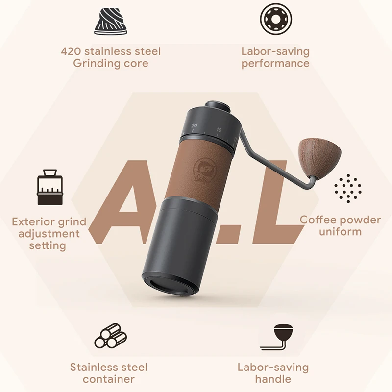 Manual Coffee Grinder Portable High Quality Hand Grinder Hexagon Stainless Steel Ball Grinder Adjust Coffee Thickness