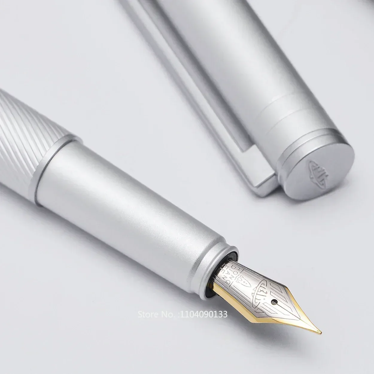 

Hot Hongdian H1 Metal Fountain Pen Aluminum Alloy Beautiful Silver-golden Nib EF/F 0.4/0.5mm Writing Ink Pen For Business Office