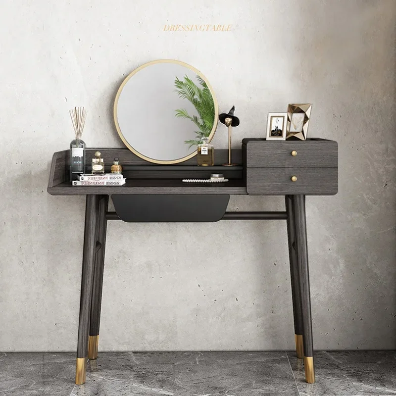 

# Роскошный современный шкаф для хранения в европейском стиле, черный простой набор косметических зеркал, туалетный столик