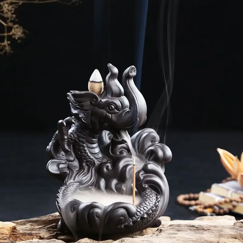 Reverse Flow Incense Burner Dragon Decoration Ceramic Creative Skull Personality Ornamental Living Room Indoor Incense Burner