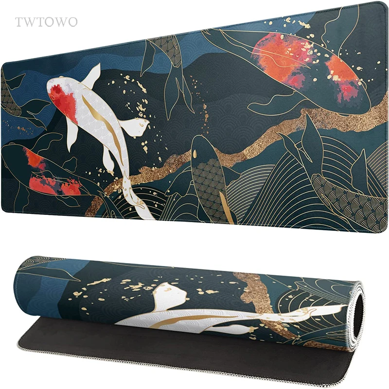 Mouse Pad Gamer Japanese Koi XL Computer Custom HD Mousepad XXL keyboard pad Non-Slip Carpet Soft Laptop Desktop Mouse Pad